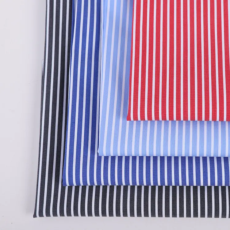 Fio dyed stripe de algodão de nylon, esticável, material de vestuário, moda, camisa de listras