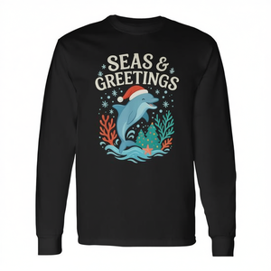 Camiseta de manga larga Seas And Greetings Dolphin Christmas - Product Image 2