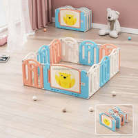 Parc de jeu pliable en HDPE pour bébé, pliable à plat pour rangement, clôture de sécurité intérieure pour tout-petits avec mur de jeu à motifs de dessins animés