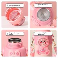 Bouteilles d'eau isothermes en acier inoxydable avec paille et couvercle pop-up, sangle portable pour la rentrée scolaire des enfants - Vente en gros