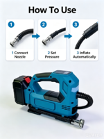 18V Battery Powered Cordless Air Inflator Portable Digital Tire Pump Auto Tyre Inflation Compressor for Car Bicycle