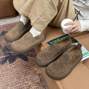 Mocassins tendance rétro, chaussures décontractées à enfiler, en daim, chaussures pour hommes, cuir véritable, respirantes, à semelle épaisse - Product Image 3