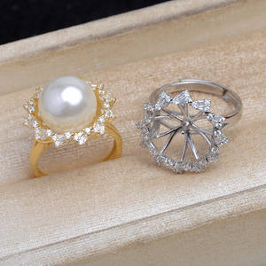 Support de bague réglable en argent S925, accessoire DIY, demi-produit 13-14, support en T pour pierre, JG5749, plaqué or, pour bijoux en perles - Product Image 1