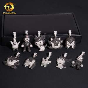 Colgante de Moda con Diseño de Dibujos Animados, Joyería Hip Hop con Incrustaciones de Moissanita, Colgante de Plata <span class=keywords><strong>925</strong></span> con Cadena de Moissanita, Colgante con Logotipo - Product Image 2