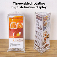 Support de menu triangulaire à 3 côtés à faible MOQ, base rotative ronde, présentoir de table pour restaurant, pub, boissons, support de signalisation