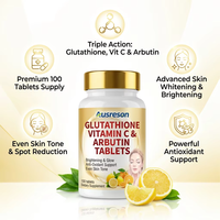 Ausreson OEM Compléments Hydratants Vitamine C Alpha Arbutine 1000mg L-Glutathion Vitamine C & Arbutine Comprimés pour le Blanchiment de la Peau