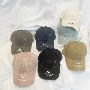Gorra de Béisbol Retro Americana para Mujer, de Algodón, Desgastada, con Bordado, Visera Curva, en Rosa, Negro, Azul, Caqui, Verde Marino - Product Image 1