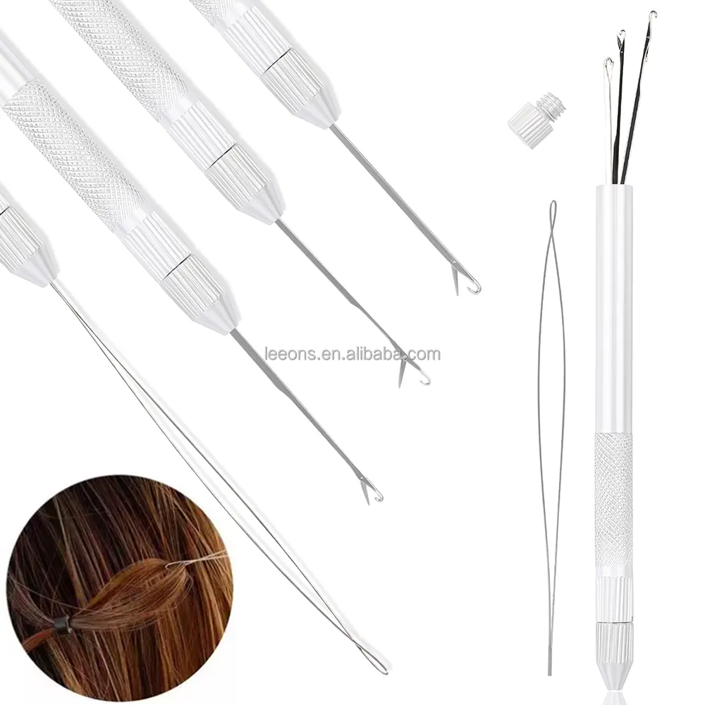Wholesale Cheap High Quality Multi-function Aluminum Hook Needle Loop Threader for Micro Rings Beads Links I-tip Hair Extensions