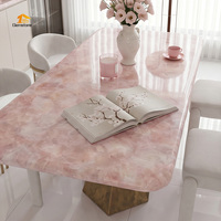 Table à manger de luxe en pierre de quartz rose naturelle, pierre précieuse de guérison