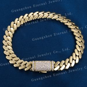 Collana con catena in argento Sterling 9K 10K 14K 18K placcato in oro massiccio Miami placcata in oro massiccio - Product Image 2