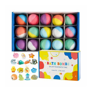 15-Pack Organic Natural Vegan Bath Supplies Handmade 100% Organic Bubble Ball Fizzy Bath Bombs with Surprises Inside for Kids - Product Image 1