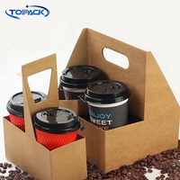 Porte-gobelet en plastique de carton à emporter jetable personnalisé porte-gobelet à café en papier kraft pour boisson chaude et froide
