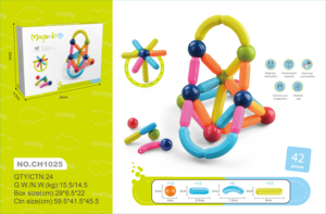 25 Pièces Blocs de Construction Magnétiques Éducatifs pour Enfants, Jouets Magnétiques, Bâtons Magnétiques et Blocs en Plastique, Billes - Product Image 4