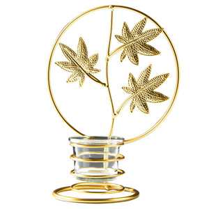 Home Table DecorationNordic <b>Light</b> Luxury Wrought Iron Candle Jar <b>Leaf</b> Decoration Glass Cup Candle Holder - Product Image 3