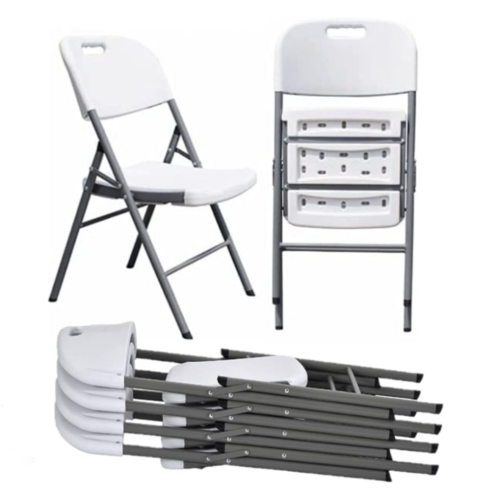 Chaises pliantes en plastique blanc portable simple et bon marché en gros pour les fêtes et les événements