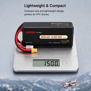 Batterie LiPo Viwipow 850mAh 14.8V 60C à décharge rapide, rechargeable, pour mini drone de course FPV - Product Image 4