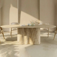 Meubles de salon Newstar Modern Luxury Natural Beige Roman Travertine, table à manger en travertin romain