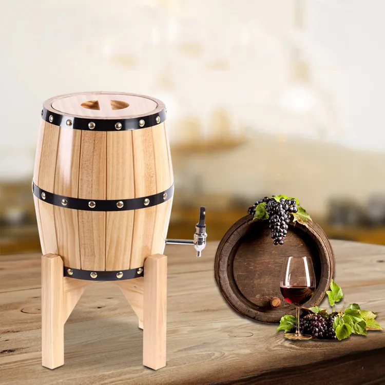 Barril de cerveja de vinho tinto 3l 5l, barril de cerveja de vinho e vinho de carvalho de madeira natural feito à mão
