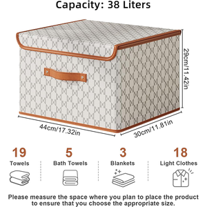 Paniers de <span class=keywords><strong>rangement</strong></span> pliables en tissu de 10 à 20 L avec couvercles et poignées pour l'organisation des vêtements ménagers - Product Image 1