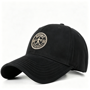 Gorra de Béisbol Negra Vintage Unisex con Logotipo Bordado con Letras Retro Personalizadas - Product Image 1