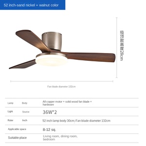 Lámpara de Techo con Ventilador de Aluminio, Hierro y Silicona, Color Negro y Dorado, LED Moderno, Estilo Chino Nuevo, Espectro Completo, Bronce, para Sala de Estar, con Control Remoto - Product Image 2