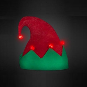 Chapeau d'elfe de Noël lumineux en feutre pour les fêtes de Noël, rouge - Product Image 1