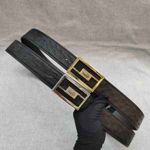 Cinturón de Moda para Hombre, Estilo Ejecutivo, con Hebilla, de Cuero de Avestruz, Transpirable y Duradero, 3.8 cm de Ancho - Product Image 6