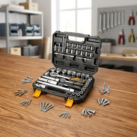 Ensemble d'outils mécaniques en acier pour bricolage industriel et domestique, 45 pièces, comprenant clés à molette, clés à douilles et outils à main