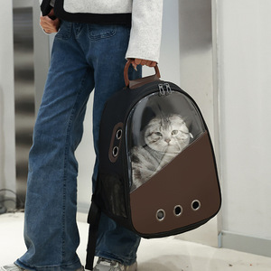 Transparent Pet <b>Backpack</b> Breathable Oxford Material For Cats Outdoor Travel Carrier <b>Brown</b> White Coffee Color - Product Image 2