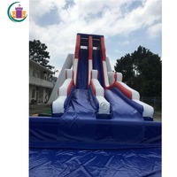 Toboggan gonflable géant 12mh avec piscine toboggan aquatique gonflable à deux voies pour adultes grand toboggan aquatique gonflable pour commercial 1pc