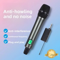Microphone sans fil UHF à fréquence réglable, anti-sifflement, carte son en direct, plug-and-play, carte son multifonctionnelle en métal