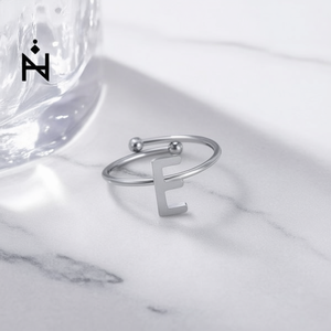 Stainless Steel Letter E Fashion <b>Ring</b> Unisex Modern Style Gift Jewelry - Product Image 2