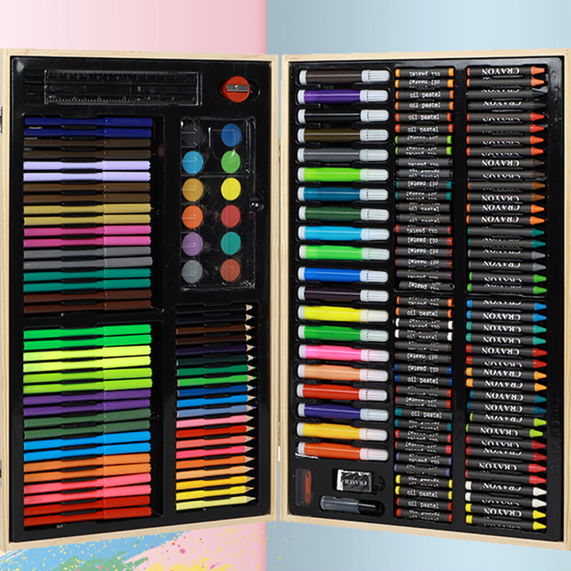 220 шт. рисовать краску и создать Детские Художественный набор с всплывающим двухсторонний мольберт