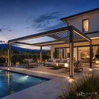 Pergola en aluminium 6063-T6 robuste, toit rétractable motorisé, gazebo de luxe imperméable pour jardin