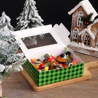 Boîtes à cupcakes de Noël auto-érectables recyclables à 6 trous pour pâtisseries de fêtes, brownies, friandises sucrées, boîtes alimentaires en carton