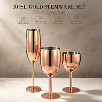 Verre à vin de luxe en acier inoxydable or rose, flûte à champagne incassable, gobelet à cocktail, verrerie en métal pour mariage, fête, bar