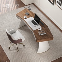 Bureau en forme de L en bois de luxe de style léger bureau d'étude de sensation haut de gamme simple maison moderne salon bureau d'ordinateur