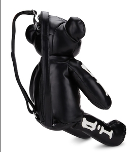 Sac à dos en peluche en forme d'ours en cuir végétalien pour femme avec applique squelette - Product Image 4