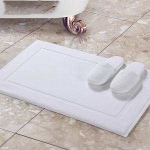 Tapis de bain d'hôtel blanc ultra absorbant 100 % coton à boucles, dos antidérapant en latex, séchage rapide, résistant aux taches - Product Image 2