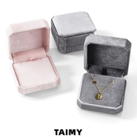 Boîte à collier octogonale en velours avec logo personnalisé, support pour collier mobile, présentoir à bijoux pour fiançailles et mariage, emballage cadeau