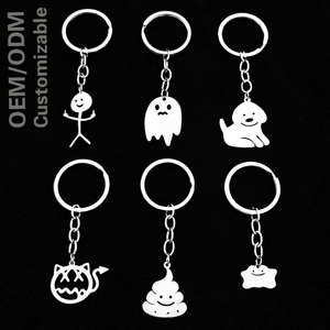 พวงกุญแจเหล็กไทเทเนียมดีไซน์รูปการ์ตูนผีน่ารักห้อยพวงกุญแจน่ารักสำหรับกระเป๋าเป้คู่รักกระเป๋าหนังสือสำหรับหัวเข็มขัด - Product Image 1