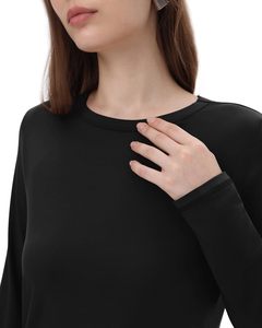 Chemises à manches longues pour femmes LeJing, automne-hiver, col rond, hauts décontractés, coupe ample, 92% polyester, 8% élasthanne, Chine, sans motif, 2026 - Product Image 5