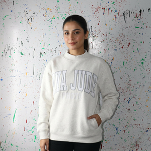 Sweat à capuche zippé 100 % coton AVA JUDE pour l'hiver, broderie appliquée blanche 100 % avec fils fins - Product Image 1