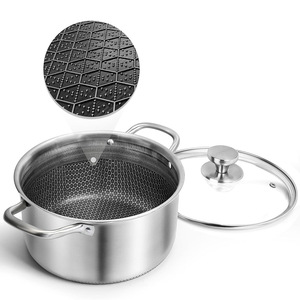 Three Layer Stainless Steel Soup Pot With Lid <b>Induction</b> Compatible Hand Wash Only - Product Image 1
