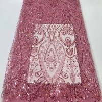 Tissu en dentelle suisse en voile brodé de paillettes de luxe, tulle français de haute qualité pour robe de mariée