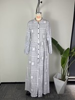 Robe longue maxi tendance automne 2027 à manches longues imprimé vintage Tie-Dye zèbre pois, tailles XS-4XL, avec boutons, idéale pour les fêtes
