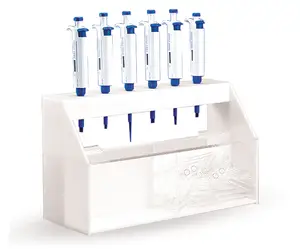 Pipette de laboratoire en acrylique personnalisée embouts jetables boîte de rangement support transparent avant 6 emplacements Pipette poste de travail