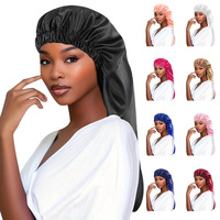 Bonnet en satin personnalisé avec logo, bande élastique pour cheveux longs, bonnet de nuit naturel, bonnets de luxe pour un usage quotidien