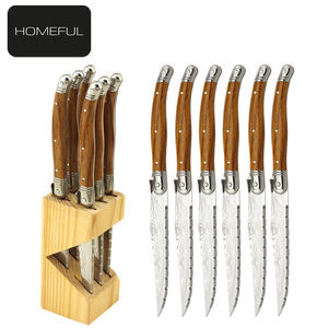 Nuova Collezione di <span class=keywords><strong>Coltelli</strong></span> da Bistecca in Acciaio Inox con Lama <span class=keywords><strong>a</strong></span> Motivo Damascato Laser, Coltello Laguiole e Manico Personalizzato in ABS Lucido - Product Image 2