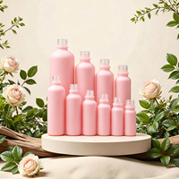 Flacon en verre rose mat, flacon pulvérisateur en verre rose vide et flacon compte-gouttes avec bouchon doré pour l'emballage de produits cosmétiques et de soins de la peau